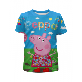 full_print_girl_tee с принтом Peppa Pig в Ижевске,  |  | 