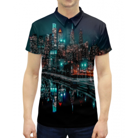 full_print_man_polo с принтом Ночные огни в Ижевске,  |  | 