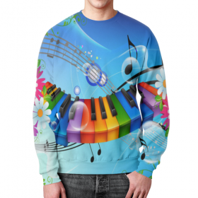 full_print_sweatshirt с принтом МУЗЫКА .НОТЫ.ЗВУК.КЛАВИШИ.ПИАНИНО.ЦВЕТЫ. в Ижевске,  |  | Тематика изображения на принте: 