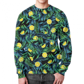 full_print_sweatshirt с принтом Лимоны орнамент в Ижевске,  |  | Тематика изображения на принте: 