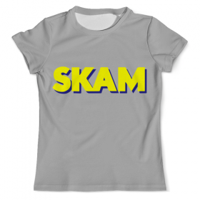 full_print_tee с принтом Skam стыд в Ижевске, Футболка с нанесением полноцветного изображения по всей поверхности может быть выполнена в двух вариантах - ХЛОПОК и СИНТЕТИКА. | Хлопок - ткань из 100% хлопка высшего качества пенье.  <br>Синтетика - ткань с высоким содержанием синтетического волокна (до 80%).  Материал хорошо тянется, имеет приятную на ощупь фактуру | Тематика изображения на принте: 