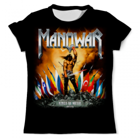 full_print_tee с принтом Manowar в Ижевске, Футболка с нанесением полноцветного изображения по всей поверхности может быть выполнена в двух вариантах - ХЛОПОК и СИНТЕТИКА. | Хлопок - ткань из 100% хлопка высшего качества пенье.  <br>Синтетика - ткань с высоким содержанием синтетического волокна (до 80%).  Материал хорошо тянется, имеет приятную на ощупь фактуру | 