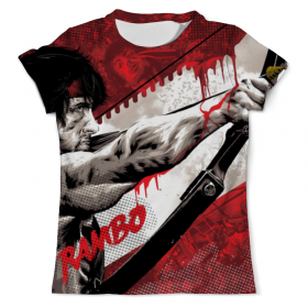 full_print_tee с принтом Rambo: First Blood в Ижевске, Футболка с нанесением полноцветного изображения по всей поверхности может быть выполнена в двух вариантах - ХЛОПОК и СИНТЕТИКА. | Хлопок - ткань из 100% хлопка высшего качества пенье.  <br>Синтетика - ткань с высоким содержанием синтетического волокна (до 80%).  Материал хорошо тянется, имеет приятную на ощупь фактуру | 