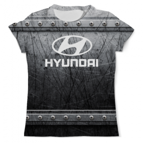 full_print_tee с принтом Hyundai в Ижевске, Футболка с нанесением полноцветного изображения по всей поверхности может быть выполнена в двух вариантах - ХЛОПОК и СИНТЕТИКА. | Хлопок - ткань из 100% хлопка высшего качества пенье.  <br>Синтетика - ткань с высоким содержанием синтетического волокна (до 80%).  Материал хорошо тянется, имеет приятную на ощупь фактуру | 