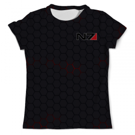 full_print_tee с принтом N7 - Mass Effect в Ижевске, Футболка с нанесением полноцветного изображения по всей поверхности может быть выполнена в двух вариантах - ХЛОПОК и СИНТЕТИКА. | Хлопок - ткань из 100% хлопка высшего качества пенье.  <br>Синтетика - ткань с высоким содержанием синтетического волокна (до 80%).  Материал хорошо тянется, имеет приятную на ощупь фактуру | 