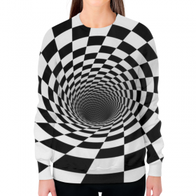 full_print_woman_sweatshirt с принтом ВОРОНКА ШАХМАТНАЯ. ЧЕРНОЕ И БЕЛОЕ. в Ижевске,  |  | 