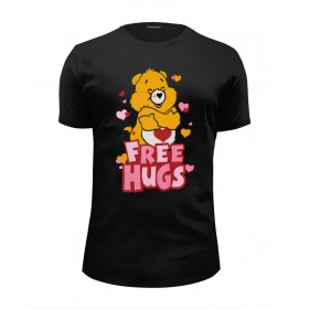 Мужская футболка Premium с принтом Free Hugs в Ижевске, Белый, черный, серый меланж, голубой: 100% хлопок, плотность 160 гр. Остальные цвета: 92% хлопок, 8% лайкра, плотность 170-180гр. |  | 