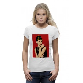 woman_tee с принтом Одри Хепбёрн (Audrey Hepburn) в Ижевске,  |  | Тематика изображения на принте: 