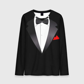 Мужской лонгслив 3D Смокинг: в Ижевске, 100% полиэстер | длинные рукава, круглый вырез горловины, полуприлегающий силуэт | жених | муж | свадьба | смокинг | смокинг для жениха