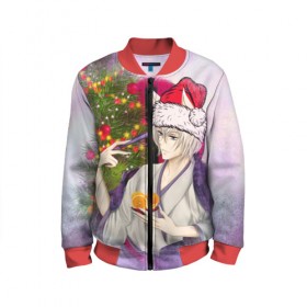 Детский бомбер 3D с принтом Очень приятно, Новый Год в Ижевске, 100% полиэстер | застегивается на молнию, по бокам два кармана без застежек, мягкие манжеты, по низу бомбера и на воротнике — эластичная резинка | Тематика изображения на принте: камисама | очень приятно бог | томоэ