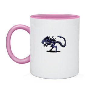 Кружка двухцветная Чужой: в Ижевске, керамика | объем — 330 мл, диаметр — 80 мм. Цветная ручка и кайма сверху, в некоторых цветах — вся внутренняя часть | alien | weyland yutani corporation | гигер | хищник | чужой