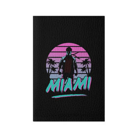 Обложка для паспорта матовая кожа с принтом Майами в Ижевске, натуральная матовая кожа | размер 19,3 х 13,7 см; прозрачные пластиковые крепления | beach | hot | miami | sun | usa | город | города | жара | лето | майами | море | ночь | отпуск | пальма | пальмы | пляж | солнце | сша