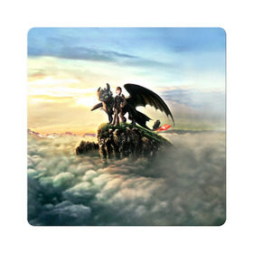 Магнит виниловый Квадрат Как приручить дракона: в Ижевске, полимерный материал с магнитным слоем | размер 9*9 см, закругленные углы | dragon | беззубик | викинги | дракон | мульт | мультфильм | фэнтези
