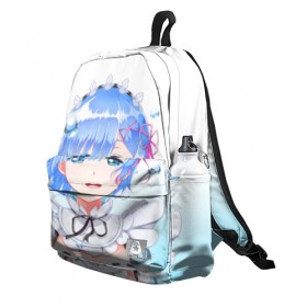 Рюкзак 3D с принтом Re:Zero. Рем в Ижевске, 100% полиэстер | лямки с регулируемой длиной, сверху петелька, чтобы рюкзак можно было повесить на вешалку. Основное отделение закрывается на молнию, как и внешний карман. Внутри два дополнительных кармана, один из которых закрывается на молнию. По бокам два дополнительных кармашка | Тематика изображения на принте: re zero | re:zero. жизнь с нуля в альтернативном мире | re:zero. жизнь с нуля в другом мире | rezero | аниме | манга | рем | рем и рам | эмилия