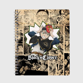 Тетрадь с принтом Черный Клевер (АСТА) в Ижевске, 100% бумага | 48 листов, плотность листов — 60 г/м2, плотность картонной обложки — 250 г/м2. Листы скреплены сбоку удобной пружинной спиралью. Уголки страниц и обложки скругленные. Цвет линий — светло-серый
 | anime | black | black bull | black clover | bull | clover | аниме | аста | астер | бык | клевер | черный | чёрный бык | черный клевер