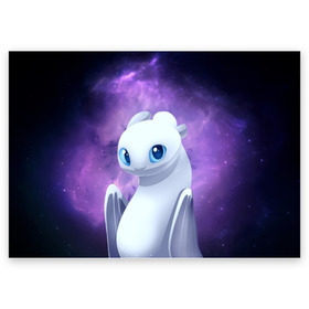 Поздравительная открытка с принтом дневная фурия в Ижевске, 100% бумага | плотность бумаги 280 г/м2, матовая, на обратной стороне линовка и место для марки
 | Тематика изображения на принте: how to train your dragon | light fury | беззубик | дракон | как приручить дракона | ночная фурия