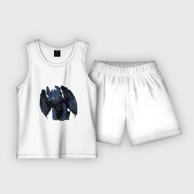 Детская пижама с шортами хлопок с принтом Ночная фурия в Ижевске,  |  | adventure | animation | dragon | fantasy | friend | how to train your dragon | night fury | toothless | анимация | беззубик | викинг | дневная фурия | добро | дракон | драконы | друг | дружба | икинг | как приручить дракона | мечта | мульт