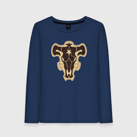 Женский лонгслив хлопок с принтом ЧЁРНЫЙ КЛЕВЕР в Ижевске, 100% хлопок |  | asta | black bull | black clover | bull | clover | аста | бык | клевер | чёрный бык | чёрный клевер