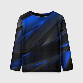 Детский лонгслив 3D Blue and Black: в Ижевске, 100% полиэстер | длинные рукава, круглый вырез горловины, полуприлегающий силуэт
 | 3d | 3д | black | blue | texture | геометрия | красно синее | синий | текстуры | фигуры | черный