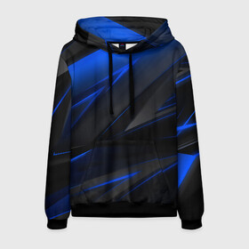 Мужская толстовка 3D с принтом Blue and Black в Ижевске, 100% полиэстер | двухслойный капюшон со шнурком для регулировки, мягкие манжеты на рукавах и по низу толстовки, спереди карман-кенгуру с мягким внутренним слоем. | Тематика изображения на принте: 3d | 3д | black | blue | texture | геометрия | красно синее | синий | текстуры | фигуры | черный