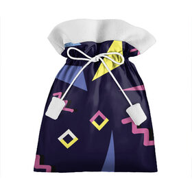Подарочный 3D мешок с принтом Танец геометрии в Ижевске, 100% полиэстер | Размер: 29*39 см | Тематика изображения на принте: волна | волны | геометрические фигуры | геометрия | желтый | зигзаг | зигзаги | квадрат | квадраты | розовый | синий | треугольник | треугольники | трёхугольник | трёхугольники | черный