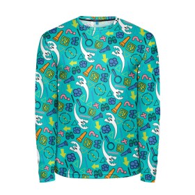 Мужской лонгслив 3D Scooby-Doo Pattern: в Ижевске, 100% полиэстер | длинные рукава, круглый вырез горловины, полуприлегающий силуэт | ghost | scooby doo | vdosadir | привидение | скуби ду | уильям ханна