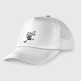 Детская кепка тракер с принтом Номер Пять (Z) в Ижевске, Козырек - 100% хлопок. Кепка - 100% полиэстер, Задняя часть - сетка | универсальный размер, пластиковая застёжка | Тематика изображения на принте: dark horse comics | the umbrella academy | академия амбрелла | белая скрипка | бен харгривз | комикс | комильфо | космобой | кракен | номер пять | реджинальд харгривз | сеанс | слух