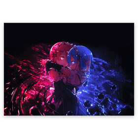 Поздравительная открытка с принтом Re:Zero Rem and Ram в Ижевске, 100% бумага | плотность бумаги 280 г/м2, матовая, на обратной стороне линовка и место для марки
 | anime girls | beatrice re zero | emilia re zero | isekai seikatsu | kara hajimeru | puck re zero | ram re zero | re zero | re:zero | rem re zero | аниме | аниме re zero | анимэ | жизнь с нуля в альтернативном мире | манга | рам ре зеро | ранобэ