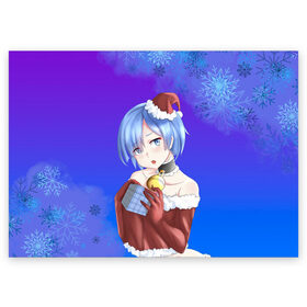 Поздравительная открытка с принтом Re:Zero Новогодний в Ижевске, 100% бумага | плотность бумаги 280 г/м2, матовая, на обратной стороне линовка и место для марки
 | anime girls | beatrice re zero | emilia re zero | isekai seikatsu | kara hajimeru | puck re zero | ram re zero | re zero | re:zero | rem re zero | аниме | аниме re zero | анимэ | манга | новогодний re zero | новый год | рам ре зеро | ранобэ | р