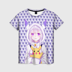 Женская футболка 3D Эмилия и Пикачу: в Ижевске, 100% полиэфир ( синтетическое хлопкоподобное полотно) | прямой крой, круглый вырез горловины, длина до линии бедер | anime | emilia | pikachu | re zero | re: zero kara hajimeru isekai seikatsu | re: жизнь с нуля в альтернативном мире | пикачу | ре зеро | эмилия