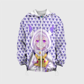 Детская куртка 3D с принтом Эмилия и Пикачу в Ижевске, 100% полиэстер | застежка — молния, подол и капюшон оформлены резинкой с фиксаторами, по бокам — два кармана без застежек, один потайной карман на груди, плотность верхнего слоя — 90 г/м2; плотность флисового подклада — 260 г/м2 | anime | emilia | pikachu | re zero | re: zero kara hajimeru isekai seikatsu | re: жизнь с нуля в альтернативном мире | пикачу | ре зеро | эмилия