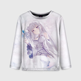 Детский лонгслив 3D с принтом Эмилия в Ижевске, 100% полиэстер | длинные рукава, круглый вырез горловины, полуприлегающий силуэт
 | anime | emilia | re zero | re: zero kara hajimeru isekai seikatsu | re: жизнь с нуля в альтернативном мире | ре зеро | эмилия