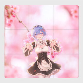 Магнитный плакат 3Х3 с принтом Рем в Ижевске, Полимерный материал с магнитным слоем | 9 деталей размером 9*9 см | Тематика изображения на принте: anime | re zero | re: zero kara hajimeru isekai seikatsu | re: жизнь с нуля в альтернативном мире | rem | демон | ре зеро | рем | рэм