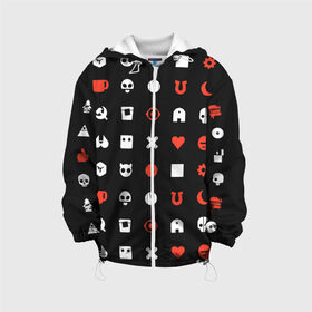 Детская куртка 3D с принтом Любовь смерть и роботы в Ижевске, 100% полиэстер | застежка — молния, подол и капюшон оформлены резинкой с фиксаторами, по бокам — два кармана без застежек, один потайной карман на груди, плотность верхнего слоя — 90 г/м2; плотность флисового подклада — 260 г/м2 | Тематика изображения на принте: лого | минимализм | сериал | стикеры