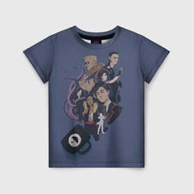 Детская футболка 3D с принтом Академия вместе в Ижевске, 100% гипоаллергенный полиэфир | прямой крой, круглый вырез горловины, длина до линии бедер, чуть спущенное плечо, ткань немного тянется | Тематика изображения на принте: umbrella academy | академия амбрелла | клаус харгривз | номер пять | роберт шиэн