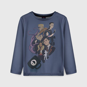 Детский лонгслив 3D с принтом Академия вместе в Ижевске, 100% полиэстер | длинные рукава, круглый вырез горловины, полуприлегающий силуэт
 | Тематика изображения на принте: umbrella academy | академия амбрелла | клаус харгривз | номер пять | роберт шиэн