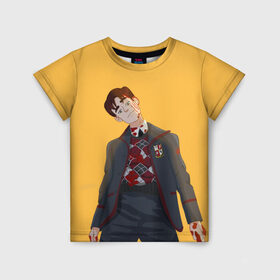 Детская футболка 3D с принтом Bloody Five в Ижевске, 100% гипоаллергенный полиэфир | прямой крой, круглый вырез горловины, длина до линии бедер, чуть спущенное плечо, ткань немного тянется | Тематика изображения на принте: umbrella academy | академия амбрелла | клаус харгривз | номер пять | роберт шиэн