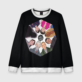 Детский свитшот 3D с принтом Академия Зонта в Ижевске, 100% полиэстер | свободная посадка, прямой крой, мягкая тканевая резинка на рукавах и понизу свитшота | Тематика изображения на принте: umbrella academy | академия амбрелла | клаус харгривз | номер пять | роберт шиэн