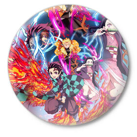 Значок КЛИНОК РАССЕКАЮЩИЙ ДЕМОНОВ: в Ижевске,  металл | круглая форма, металлическая застежка в виде булавки | demon slayer | giuy tomioka | kimetsu no yaiba | kny | nezuko | shinobu | slayer | tanjiro | yoriichi tsugikuni | zenitsu | гию томиока | зенитсу | зенитцу | иноске хашибира | клинок рассекающий демонов | незуко | танджиро | шинобу 