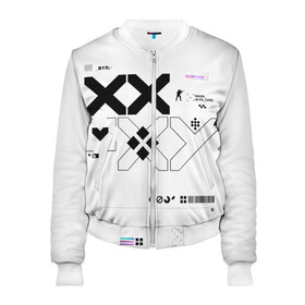 Женский бомбер 3D с принтом Printstream style | Поток информации (Белизна_1,Перламутр_1) в Ижевске, 100% полиэстер | застегивается на молнию, по бокам два кармана без застежек, мягкие манжеты, по низу бомбера и на воротнике — эластичная резинка | 0x000000123 | csgo | desert eagle | m4a1 s | printstream | ксго | поток информации | принтстрим