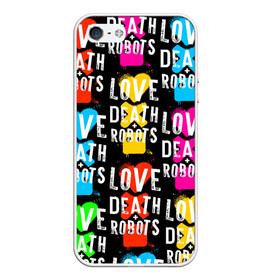 Чехол для iPhone 5/5S матовый с принтом ЛЮБОВЬ СМЕРТЬ И РОБОТЫ / УЗОР в Ижевске, Силикон | Область печати: задняя сторона чехла, без боковых панелей | Тематика изображения на принте: 1 сезон | 2 сезон | logo. | love death and robots | netflix | pattern | анимационный сериал | логотип | мультфильм | нетфликс | сериал | узор