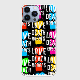 Чехол для iPhone 13 Pro Max с принтом ЛЮБОВЬ СМЕРТЬ И РОБОТЫ   УЗОР в Ижевске,  |  | Тематика изображения на принте: 1 сезон | 2 сезон | logo. | love death and robots | netflix | pattern | анимационный сериал | логотип | мультфильм | нетфликс | сериал | узор