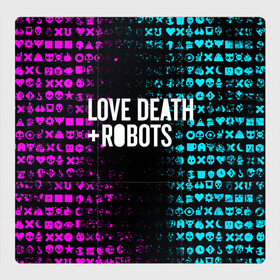 Магнитный плакат 3Х3 с принтом ЛЮБОВЬ СМЕРТЬ И РОБОТЫ в Ижевске, Полимерный материал с магнитным слоем | 9 деталей размером 9*9 см | Тематика изображения на принте: death | hear | ldr | logo | love | netflix | robots | smile | анимация | кино | лого | лср | любовь | нетфликс | роботы | сердце | сериал | смайл | смайлик