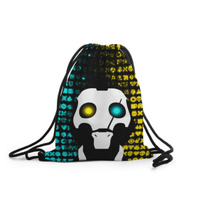 Рюкзак-мешок 3D с принтом ЛЮБОВЬ СМЕРТЬ И РОБОТЫ в Ижевске, 100% полиэстер | плотность ткани — 200 г/м2, размер — 35 х 45 см; лямки — толстые шнурки, застежка на шнуровке, без карманов и подкладки | Тематика изображения на принте: death | hear | ldr | logo | love | netflix | robots | smile | анимация | кино | лого | лср | любовь | нетфликс | роботы | сердце | сериал | смайл | смайлик