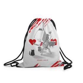 Рюкзак-мешок 3D с принтом Love, Death and Cats | Любов, смерть и котики (Z) в Ижевске, 100% полиэстер | плотность ткани — 200 г/м2, размер — 35 х 45 см; лямки — толстые шнурки, застежка на шнуровке, без карманов и подкладки | Тематика изображения на принте: death | love | love death robots | netflix | robots | vedeathrobots | xbot 4000 | любовь | нетфликс | роботы | сериал | сериалы