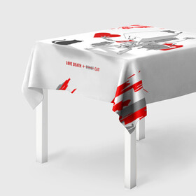 Скатерть 3D с принтом Love, Death and Cats | Любов, смерть и котики (Z) в Ижевске, 100% полиэстер (ткань не мнется и не растягивается) | Размер: 150*150 см | Тематика изображения на принте: death | love | love death robots | netflix | robots | vedeathrobots | xbot 4000 | любовь | нетфликс | роботы | сериал | сериалы