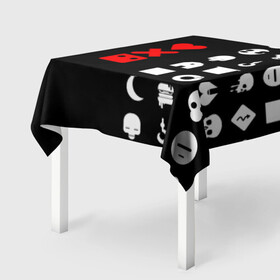 Скатерть 3D с принтом Любовь, смерть и роботы в Ижевске, 100% полиэстер (ткань не мнется и не растягивается) | Размер: 150*150 см | Тематика изображения на принте: love death robots | netflix | анимационные | знаки | иконки | кибер | крест | логотипы сериалов | нетфликс | роботы | сердце | сериалы | символы | черепа | черно белый