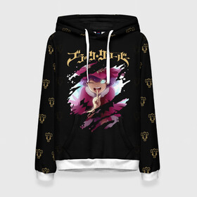 Женская толстовка 3D с принтом Ванесса Энотека | Чёрный Клевер в Ижевске, 100% полиэстер  | двухслойный капюшон со шнурком для регулировки, мягкие манжеты на рукавах и по низу толстовки, спереди карман-кенгуру с мягким внутренним слоем. | asta | black bulls | black clover | quartet knights | yuno | акума | аниме | аста | блэк кловер | буракку куро:ба | демон | королевство клевера | король магов | лихт | магна | манга | пятилистник | черный бык | чёрный клев