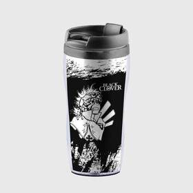 Термокружка-непроливайка Черный Аста Чёрный клевер: в Ижевске, внутренняя часть — пищевой пластик, наружная часть — прозрачный пластик, между ними — полиграфическая вставка с рисунком | объем — 350 мл, герметичная крышка | asta | black bulls | black clover | quartet knights | yuno | акума | аниме | аста | блэк кловер | буракку куро:ба | демон | королевство клевера | король магов | лихт | магна | манга | пятилистник | черный бык | чёрный клев