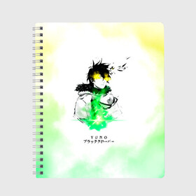 Тетрадь с принтом Чёрный клевер Юно кислотный в Ижевске, 100% бумага | 48 листов, плотность листов — 60 г/м2, плотность картонной обложки — 250 г/м2. Листы скреплены сбоку удобной пружинной спиралью. Уголки страниц и обложки скругленные. Цвет линий — светло-серый
 | asta | black bulls | black clover | quartet knights | yuno | акума | аниме | аста | блэк кловер | буракку куро:ба | демон | королевство клевера | король магов | лихт | магна | манга | пятилистник | черный бык | чёрный клев